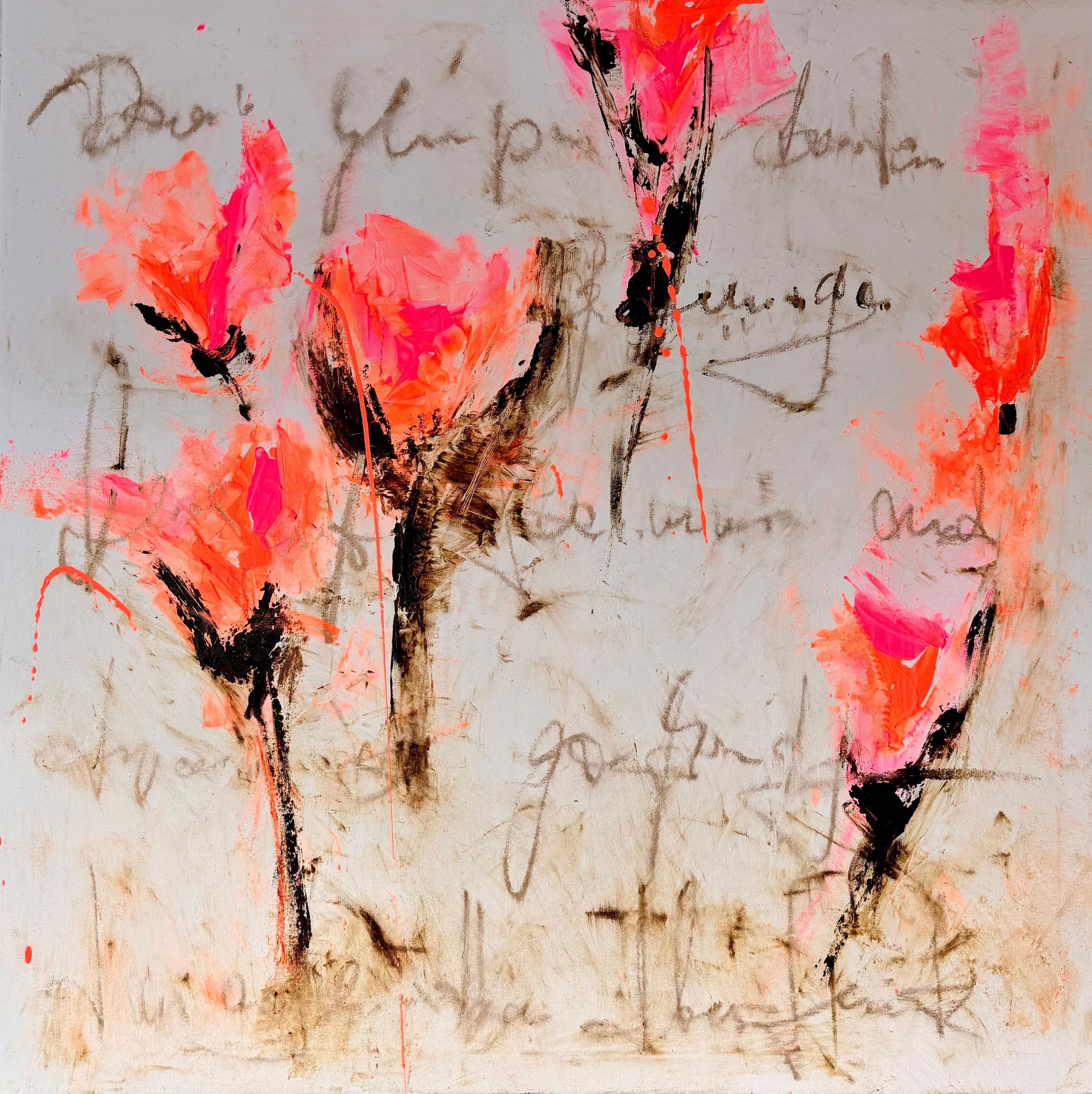 100cm x 100cm Flowers, abstrakte Malerei